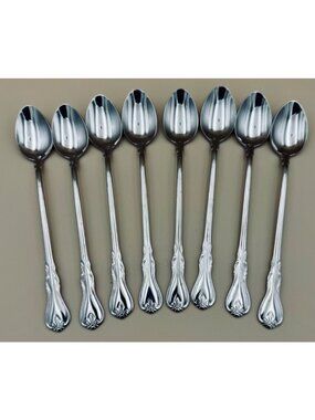 Set of 8 Cambridge Stainless Steel JESSICA Iced Tea Spoons 7 3/8"